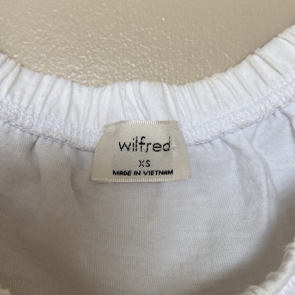 🌟Host Pick🌟Wilfred Aritzia Caila Off The Shoulder Puff Sleeve Cropped Shirt - Picture 3 of 6
